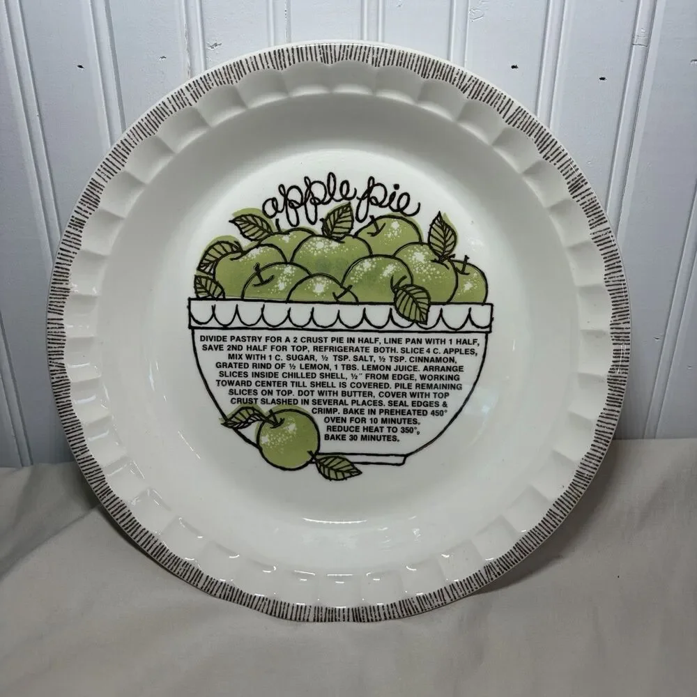 Vintage Royal China By Jeannette ~ Country Harvest 🍏 Apple Pie Recipe Plate 🥧